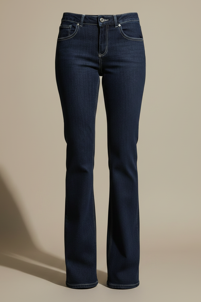Pantalon Patte D'Éléphant Jean Bleu Marine Évasé Classique - vue 3