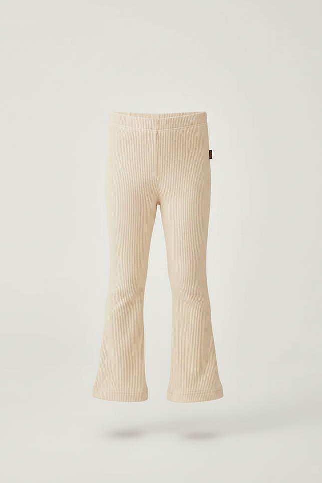 Pantalon Patte D'Éléphant Beige Côtelé Évasé Enfant Décontracté - Maille - vue 3