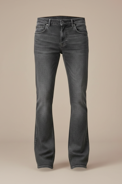 Pantalon Patte D'Éléphant Gris Délavé Denim Homme Classique - Jean - vue 3