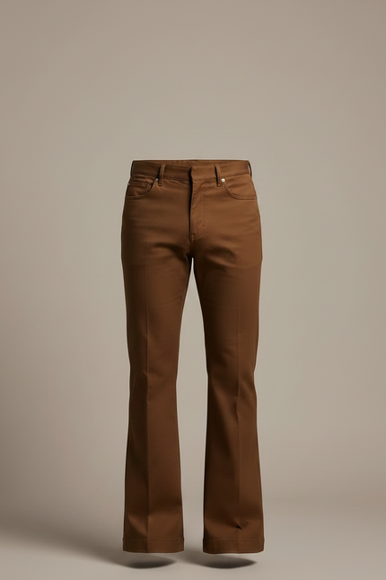 Pantalon Patte D'Éléphant Marron Vintage Décontracté Homme - Gabardine - vue 3
