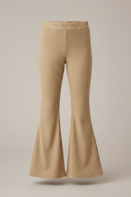 Pantalon Patte D'Éléphant Beige Côtelé Évasé Confortable Fille - Cordé - vue 3