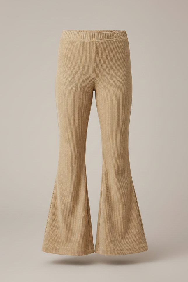 Pantalon Patte D'Éléphant Beige Côtelé Évasé Confortable Fille - Cordé - vue 3
