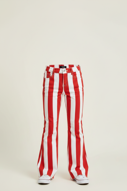 Pantalon Patte D'Éléphant Rayé Rouge Blanc Évasé Enfant - Multicolore Jean - vue 3