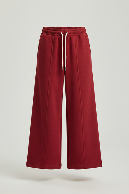 Pantalon Patte D'Éléphant Rouge Molleton Évasé Confortable Enfant - vue 3