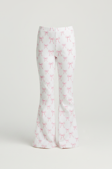 Pantalon Patte D'Éléphant Blanc Nœuds Roses Fille - Maille - vue 3