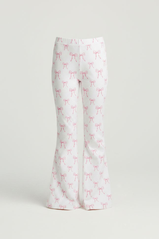 Pantalon Patte D'Éléphant Blanc Nœuds Roses Fille - Maille - vue 3