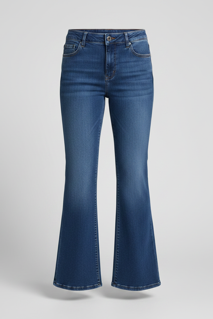 Pantalon Patte D'Éléphant Denim Bleu Élastique Confortable Fille - Jean - vue 3
