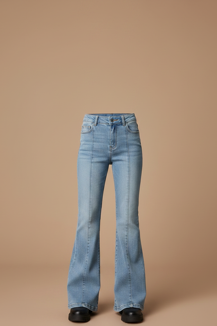 Pantalon Patte D'Éléphant Bleu Clair Denim Évasé Confortable - Jean - vue 3