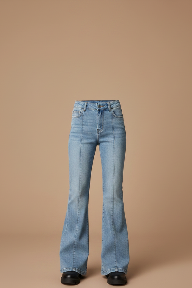 Pantalon Patte D'Éléphant Bleu Clair Denim Évasé Confortable - Jean - vue 3