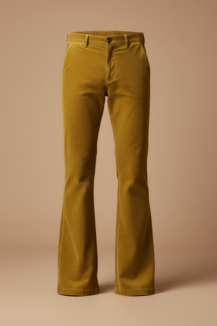 Pantalon Patte D'Éléphant Velours Côtelé Jaune Homme Décontracté - Cordé - vue 3
