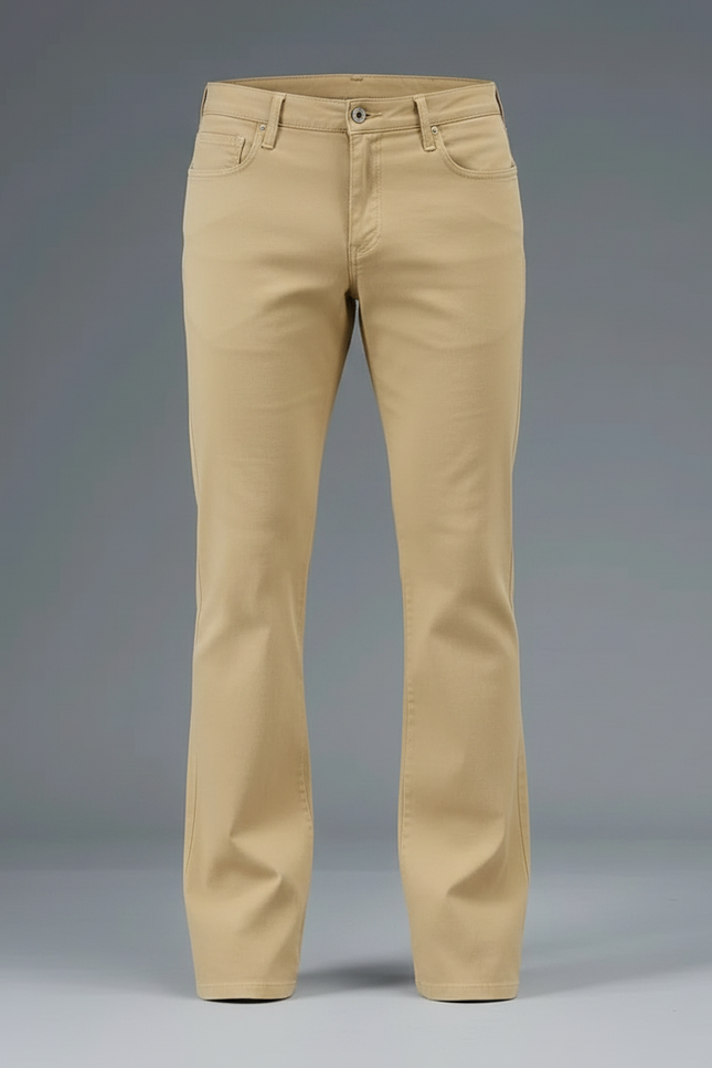 Pantalon Patte D'Éléphant Beige Clair Coupe Bootcut Homme - Gabardine - vue 3