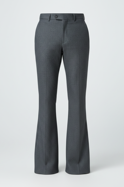 Pantalon Patte D'Éléphant Homme Gris Formel Évasé Élégant - Laine - vue 3