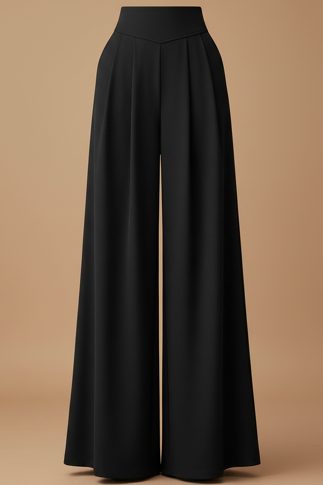Pantalon Noir Taille Haute Patte D'éléphant - Polyester - vue 3