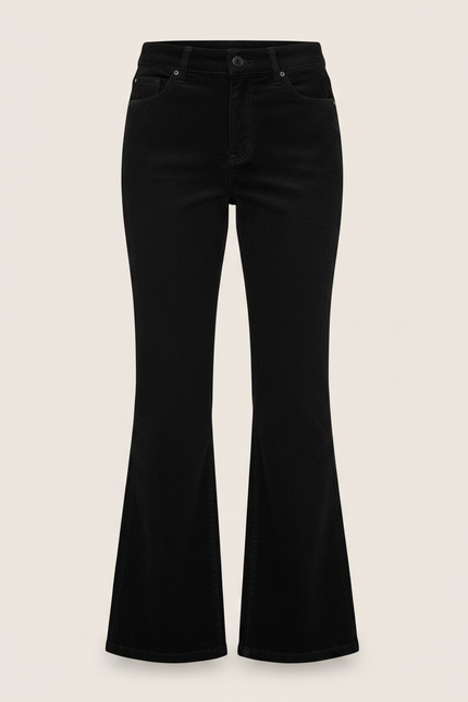 Pantalon Patte D'Éléphant Noir Côtelé Évasé Confortable Femme - Cordé - vue 3