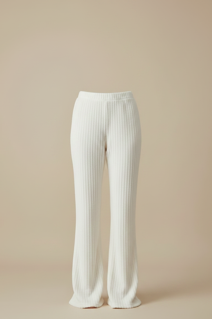 Pantalon Patte D'Éléphant Blanc Côtelé Ample Confortable - Molleton - vue 3