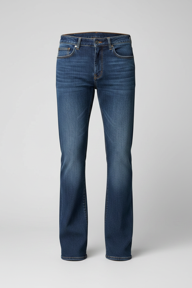 Pantalon Patte D'Éléphant Jean Bleu Classique Confortable Homme - vue 3