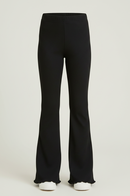 Pantalon Patte D'Éléphant Noir Confortable Élasthanne Fille Évasé - Maille - vue 3