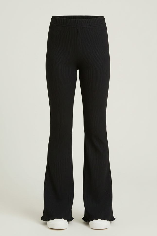 Pantalon Patte D'Éléphant Noir Confortable Élasthanne Fille Évasé - Maille - vue 3