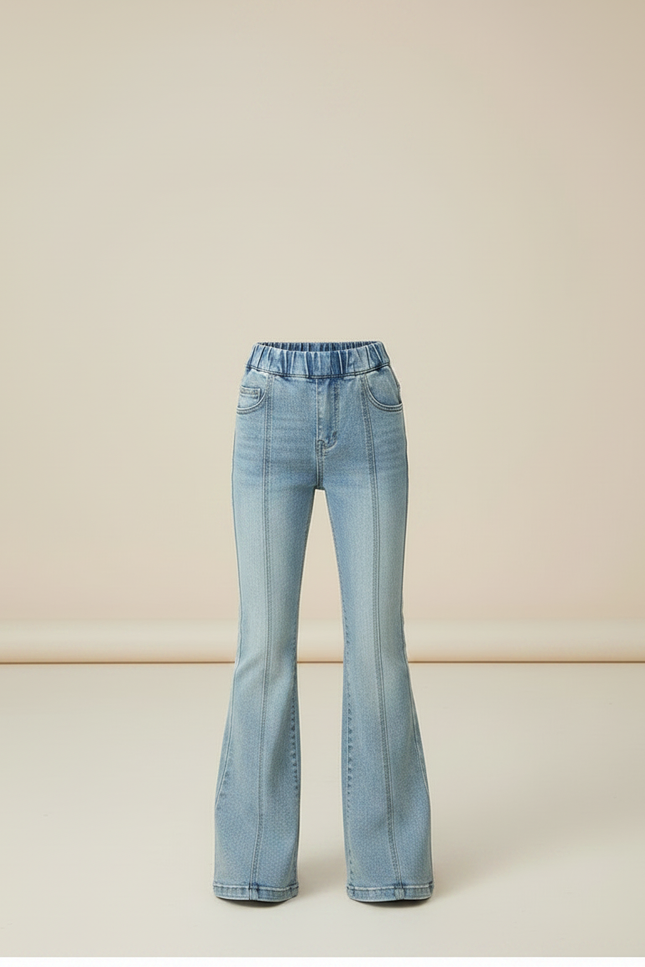 Pantalon Patte D'Éléphant Jean Bleu Clair Évasé Enfant - vue 3