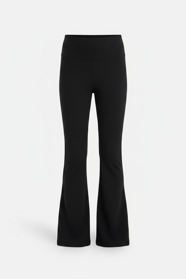 Pantalon Patte D'Éléphant Noir Taille Haute Uni Stretch - Polyester - vue 3
