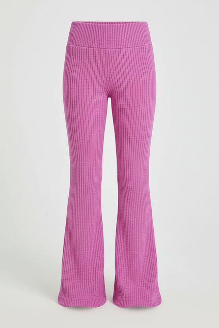 Pantalon Patte D'Éléphant Rose Côtelé Tricot Confortable Fille - Maille - vue 3