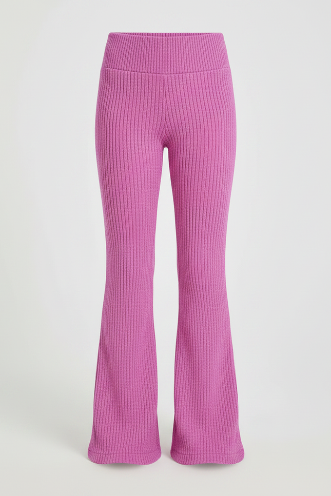 Pantalon Patte D'Éléphant Rose Côtelé Tricot Confortable Fille - Maille - vue 3