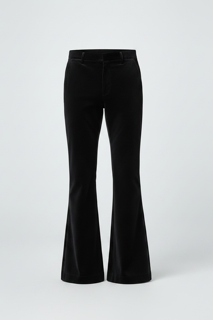 Pantalon Patte D'Éléphant Noir Velours Évasé Disco Homme - vue 3