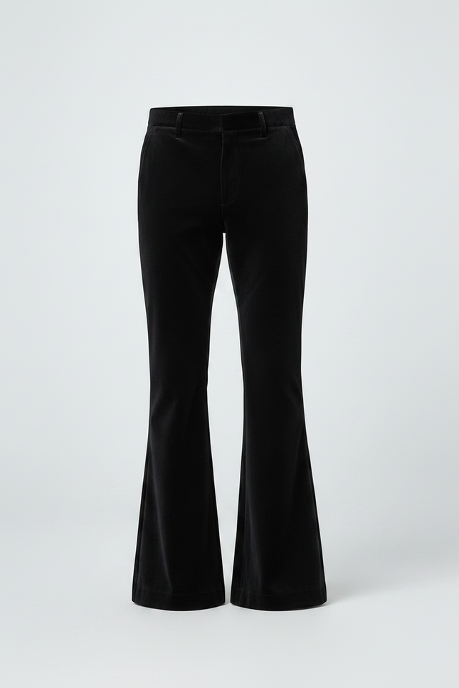 Pantalon Patte D'Éléphant Noir Velours Évasé Disco Homme - vue 3