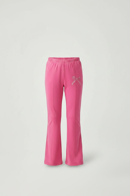Pantalon Patte D'Éléphant Rose Évasé Imprimé Nœud Fille - Polyester - vue 3