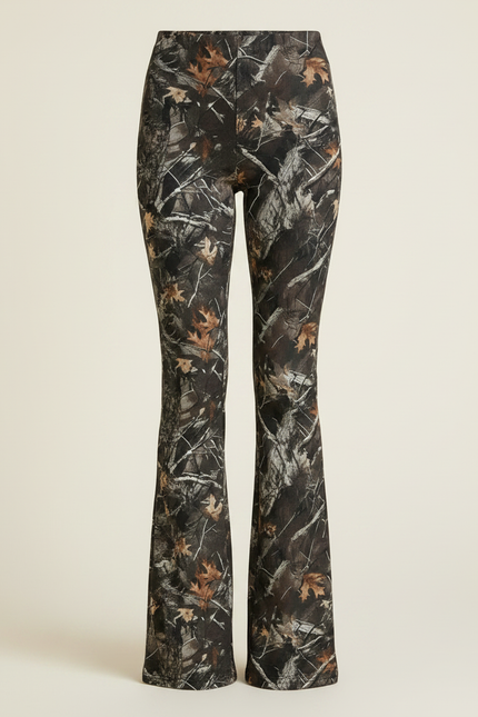 Pantalon Patte D'Éléphant Camouflage Taille Haute Évasé Confortable - Imprimé Maille - vue 3