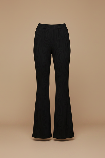 Pantalon Patte D'Éléphant Noir Texturé Fluide Confortable - Maille - vue 3