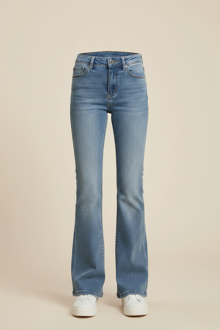Pantalon Patte D'Éléphant Denim Bleu Clair Taille Haute Fille - Jean - vue 3