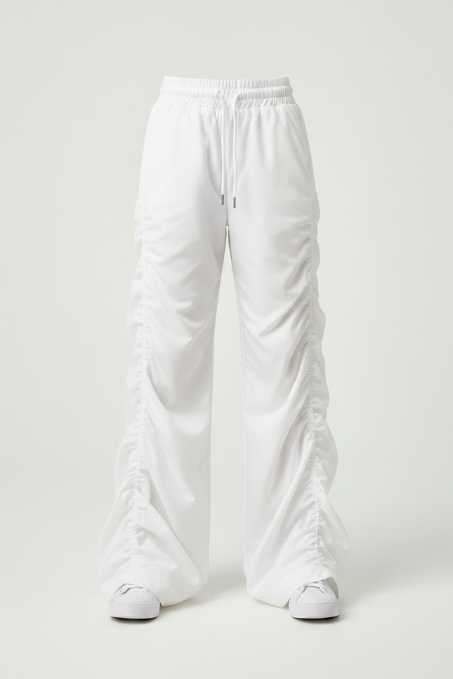 Pantalon Patte D'Éléphant Blanc Ample Froncé Casual Fille - Polyester - vue 3