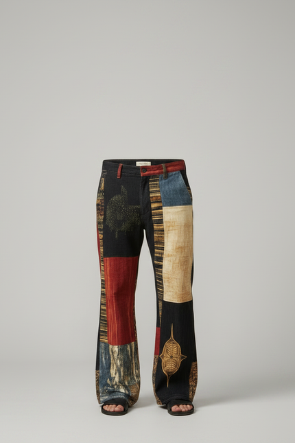 Pantalon Patte D'éléphant Imprimer - Multicolore Jean - vue 3