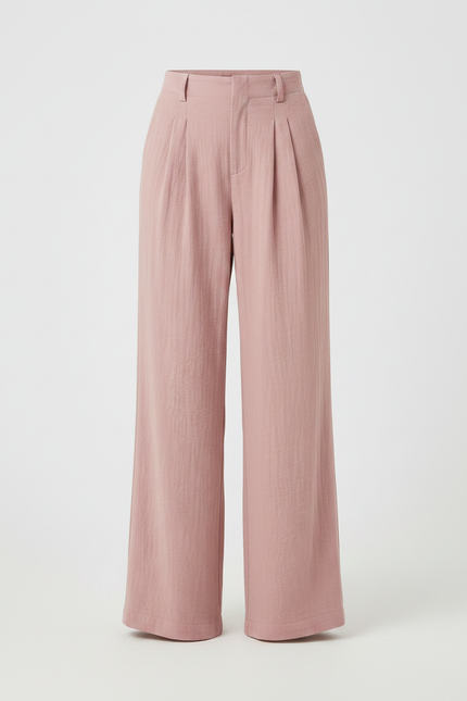 Pantalon Patte D'Éléphant Rose Plissé Ample Coton Décontracté - Lin - vue 3