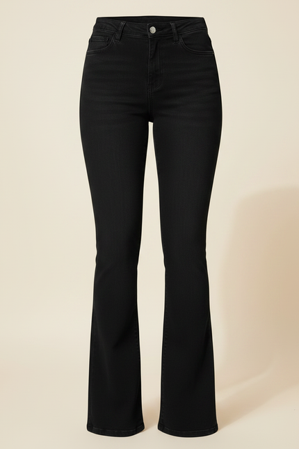 Pantalon Patte D'Éléphant Noir Denim Confortable Taille Haute - Jean - vue 3