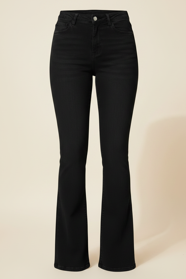 Pantalon Patte D'Éléphant Noir Denim Confortable Taille Haute - Jean - vue 3