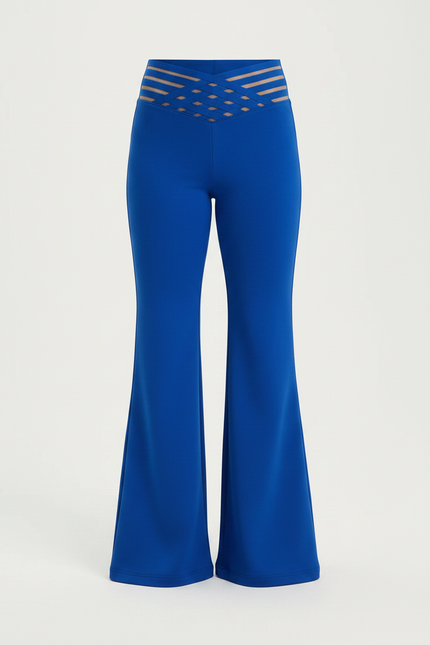 Pantalon Patte D'Éléphant Bleu Élastique Taille Haute Fille - Polyester - vue 3