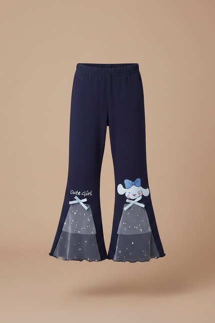 Pantalon Patte D'Éléphant Bleu Marine Évasé Imprimé Cinnamoroll Tulle - Molleton - vue 3