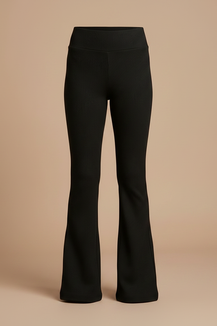 Pantalon Patte D'Éléphant Fille Noir Flare Stretch - Maille - vue 3