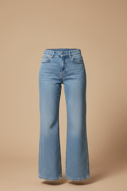 Pantalon Patte D'Éléphant Jean Bleu Clair Décontracté Évasé Confortable - vue 3