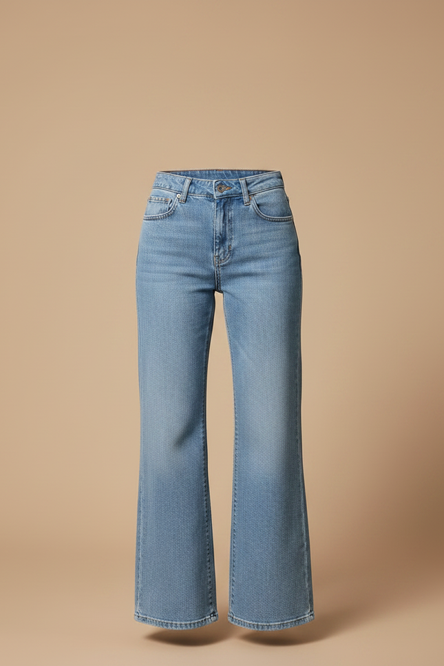 Pantalon Patte D'Éléphant Jean Bleu Clair Décontracté Évasé Confortable - vue 3