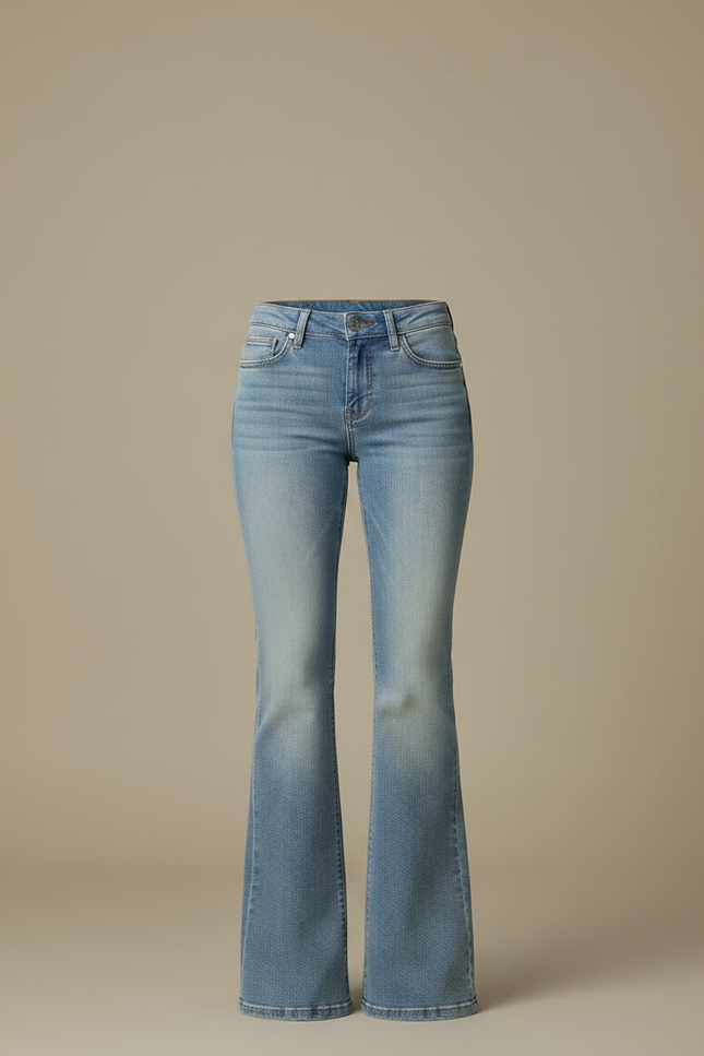 Pantalon Patte D'Éléphant Jean Bleu Clair Taille Basse Évasé - vue 3