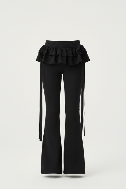 Pantalon Patte D'Éléphant Noir Volants Évasé Enfant Élégant - Maille - vue 3