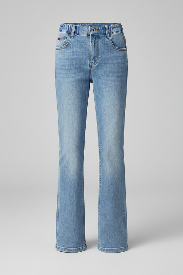 Pantalon Patte D'Éléphant Denim Clair Taille Haute Enfant - Bleu Jean - vue 3