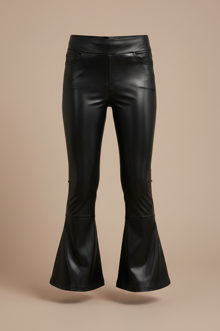 Pantalon Patte D'Éléphant Noir Similicuir Évasé Enfant Moderne - Simili cuir - vue 3