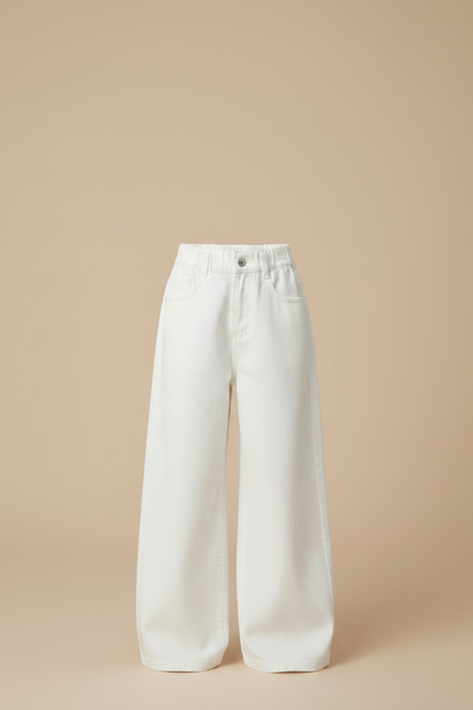 Pantalon Patte D'Éléphant Blanc Ample Coton Décontracté Enfant - Jean - vue 3
