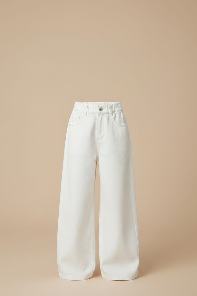 Pantalon Patte D'Éléphant Blanc Ample Coton Décontracté Enfant - Jean - vue 3