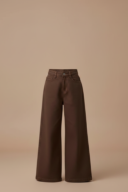 Pantalon Patte D'Éléphant Marron Ample Décontracté Fille - Jean - vue 3