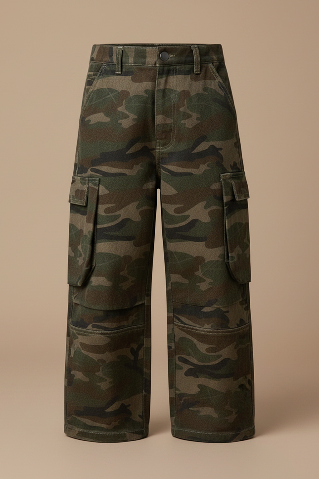 Pantalon Patte D'Éléphant Camouflage Cargo Ample Garçon Tendance - Imprimé Toile - vue 3